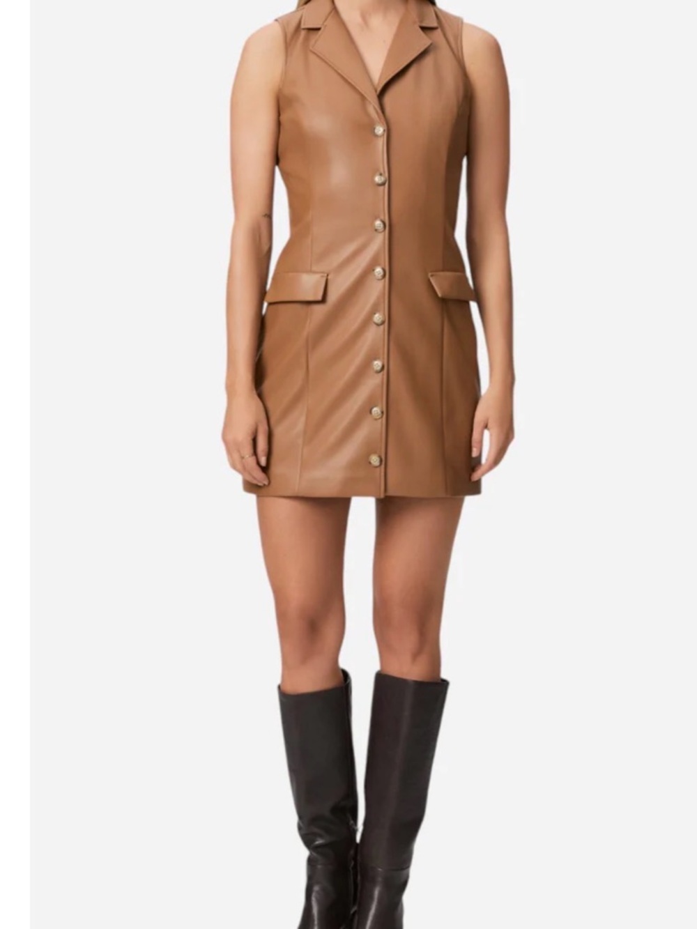 PAIGE Graciella PU Leather Dress in argan oil